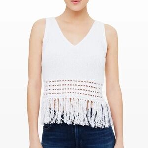 Club Monaco Indya White Fringe Sweater Tank